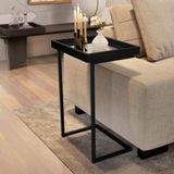 Mesa De Apoio Lateral Sala De Estar 4774 Preto Pé De Ferro Preto