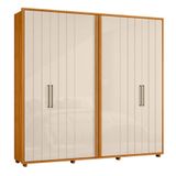 Guarda-roupa Casal Miró Ripado Com Escada 6 Portas 4 Gavetas - 7 Decor Cinamomo E Off White