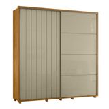 Guarda-roupa Casal Monet Ripado 2 Portas De Correr 4 Gavetas - 7 Decor Cumaru E Opala