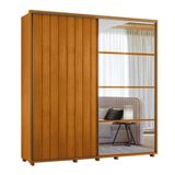 Guarda-roupa Casal Monet Ripado 2 Portas De Correr 4 Gavetas 1 Porta C/ Espelho - 7 Decor Cinamomo