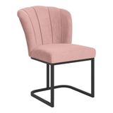 Cadeira Poltrona Flor Pés Metal Preto Reforçado Sala De Jantar Rosa