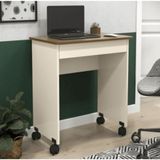 Mesa Escrivaninha Compacto Not 0,70 Para Quarto E Office Com Gaveta Off White/freijó