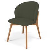 Cadeira De Jantar E Estar Living Estofada Mia L02 Linho Verde Musgo - Lyam Decor