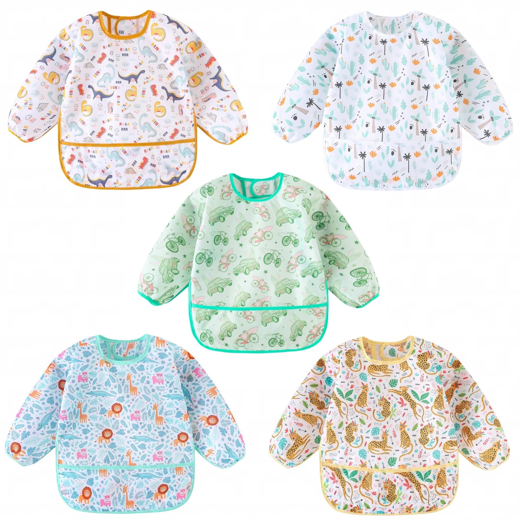 Babadores De Manga Comprida Haimoburg Leves À Prova D'água De 6 A 30 Meses