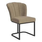 Cadeira Poltrona Flor Pés Metal Preto Reforçado Sala De Jantar Capuccino