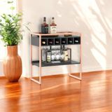 Aparador Adega Bar Preto/cobre Com Prateleira E Nichos Para Vinhos - Pleno