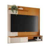 Painel Bancada Suspensa Para Tv 60 Polegadas Aurora - 7 Decor Cinamomo E Off White