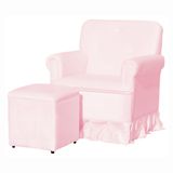 Poltrona Balanço Para Amamentação Quarto De Bebê Com Puff Giulia Suede