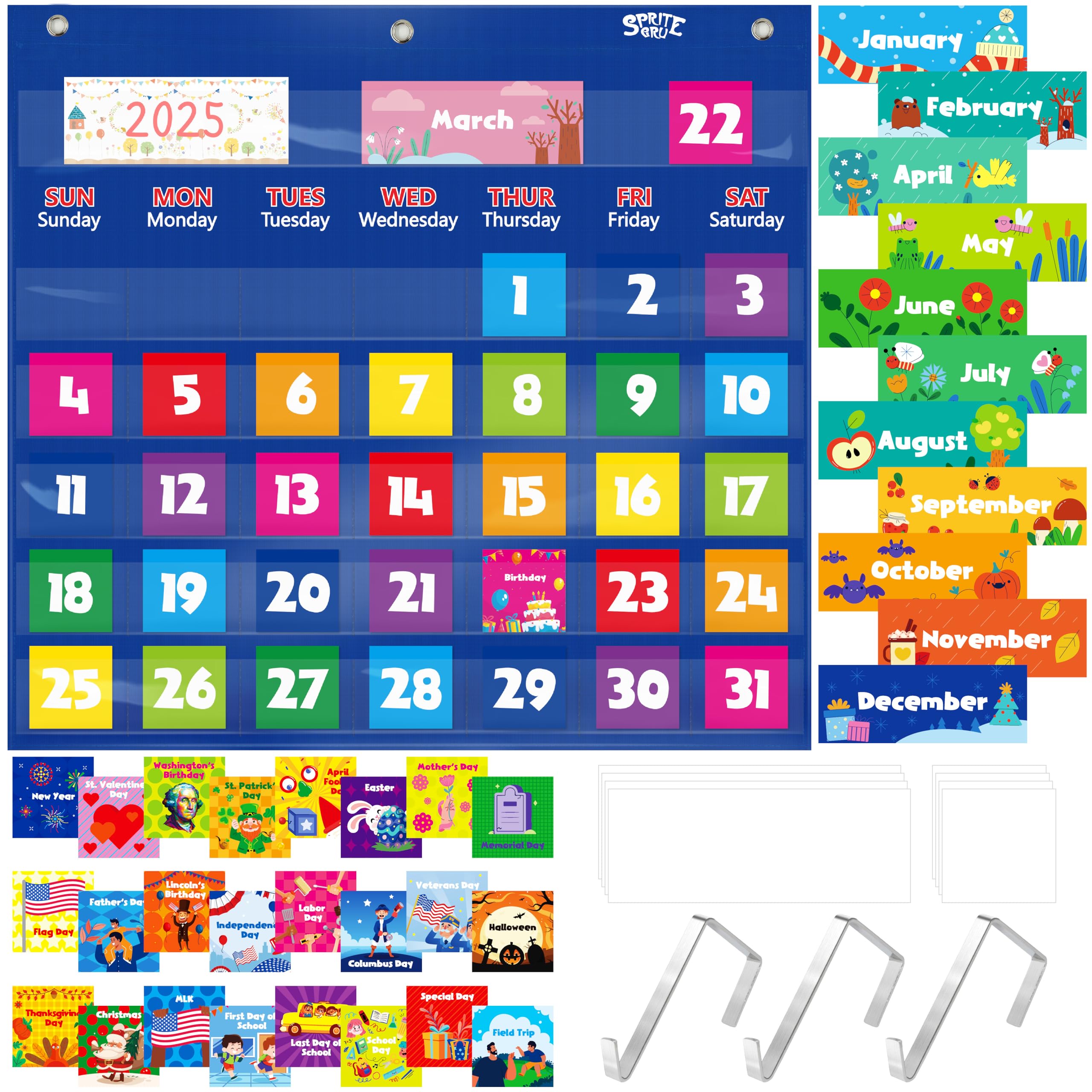 Calendário: Pocket Chart Spritegru Classroom Com 76 Cartões
