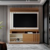 Estante Para Tv 55 Polegadas Living Off White / Amendoa