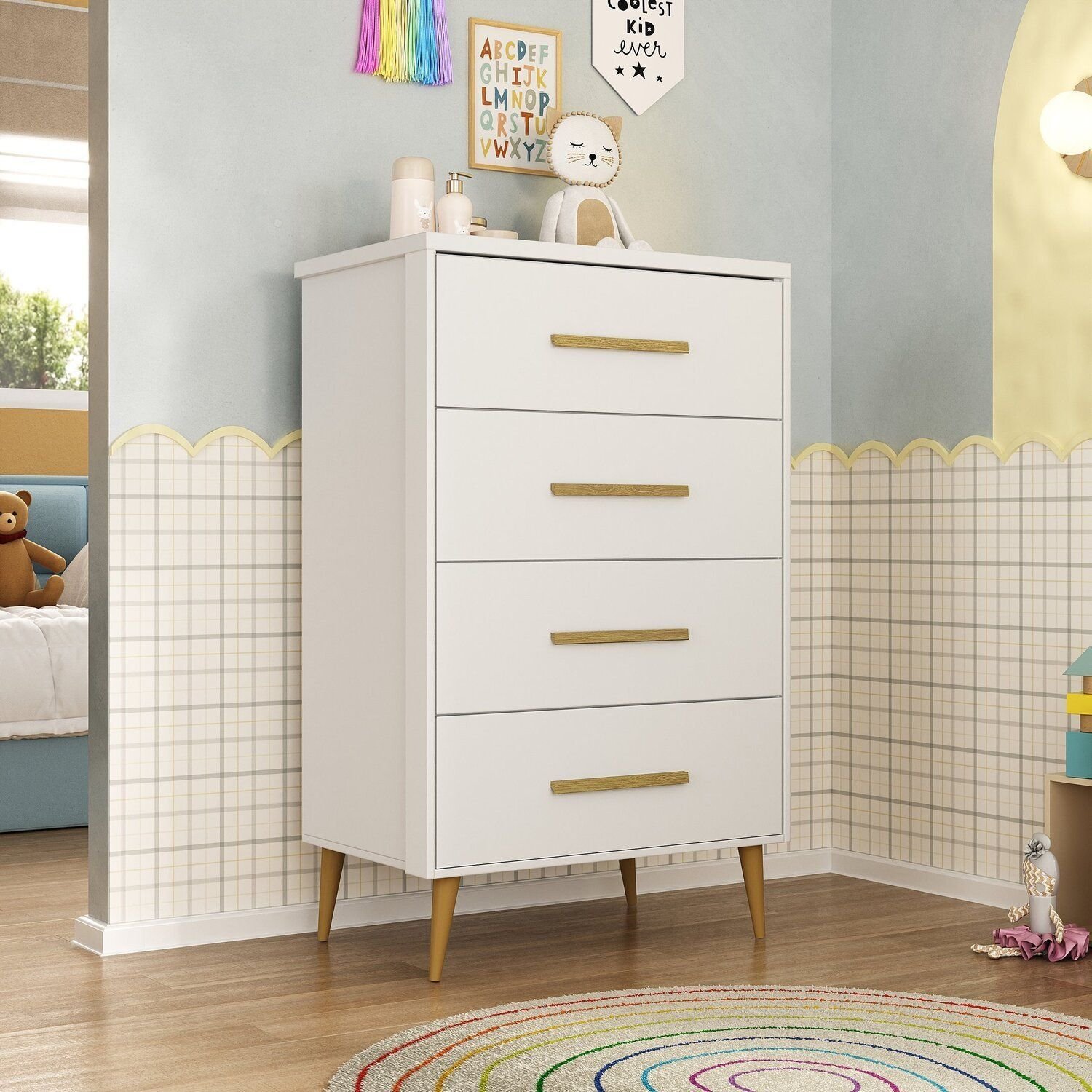 Cômoda Para Quarto Infantil Magia Espresso Móveis Branco