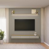 Painel Para Tv 85 Polegadas Com Led Ripado Modular Tauari /gris Fosco