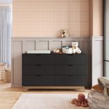 Cômoda Para Quarto Infantil 6 Gavetas 100% Mdf Alice Preto/freijó