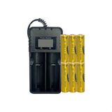 Carregador + 6 Bateria 9800mah 18650 4,2v Gold Lanterna Led
