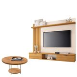 Painel Para Tv Suspenso Lets E Mesa De Centro Sky Cinamomo Off White - Hb Móveis