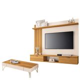 Painel Para Tv Suspenso Lets Com Mesa De Centro Cadenza Cinamomo Off White - Hb Móveis