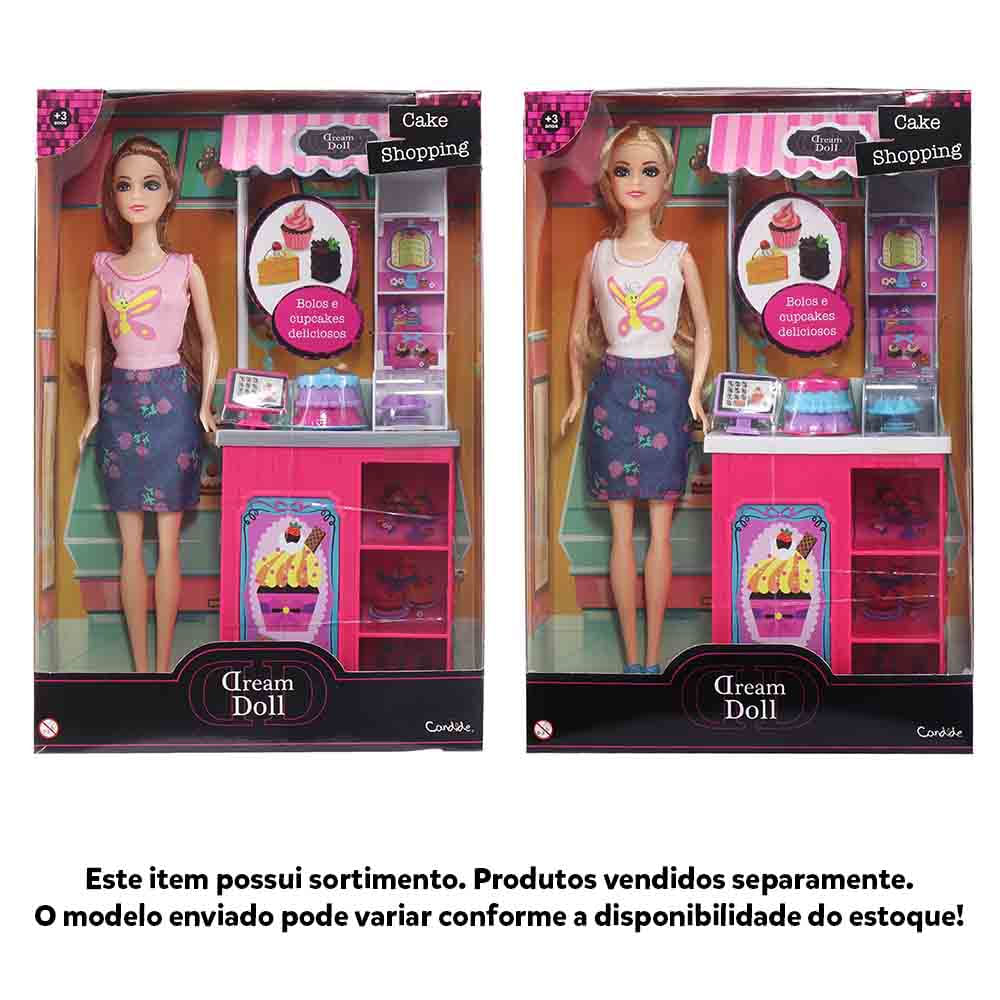 Boneca Articulada 30cm Dream Doll Cake Shopping Sortida Candide