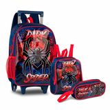 Kit Escolar Dark Spider Mochila Lancheira Estojo Clio Style