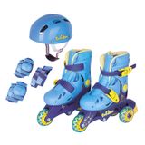 Patins Tri Line In Line Com Acessorios Azul Claro 30 33 Fenix