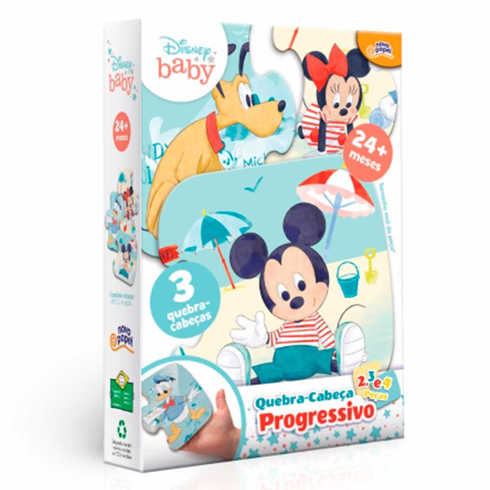 Quebra Cabeca Progressivo 2 3 E 4 Pecas Disney Mickey Toyster