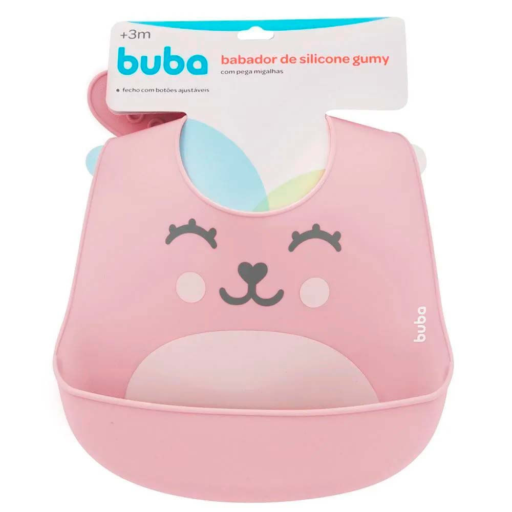 Babador Infantil Pega Migalhas Gumy Rosa Buba