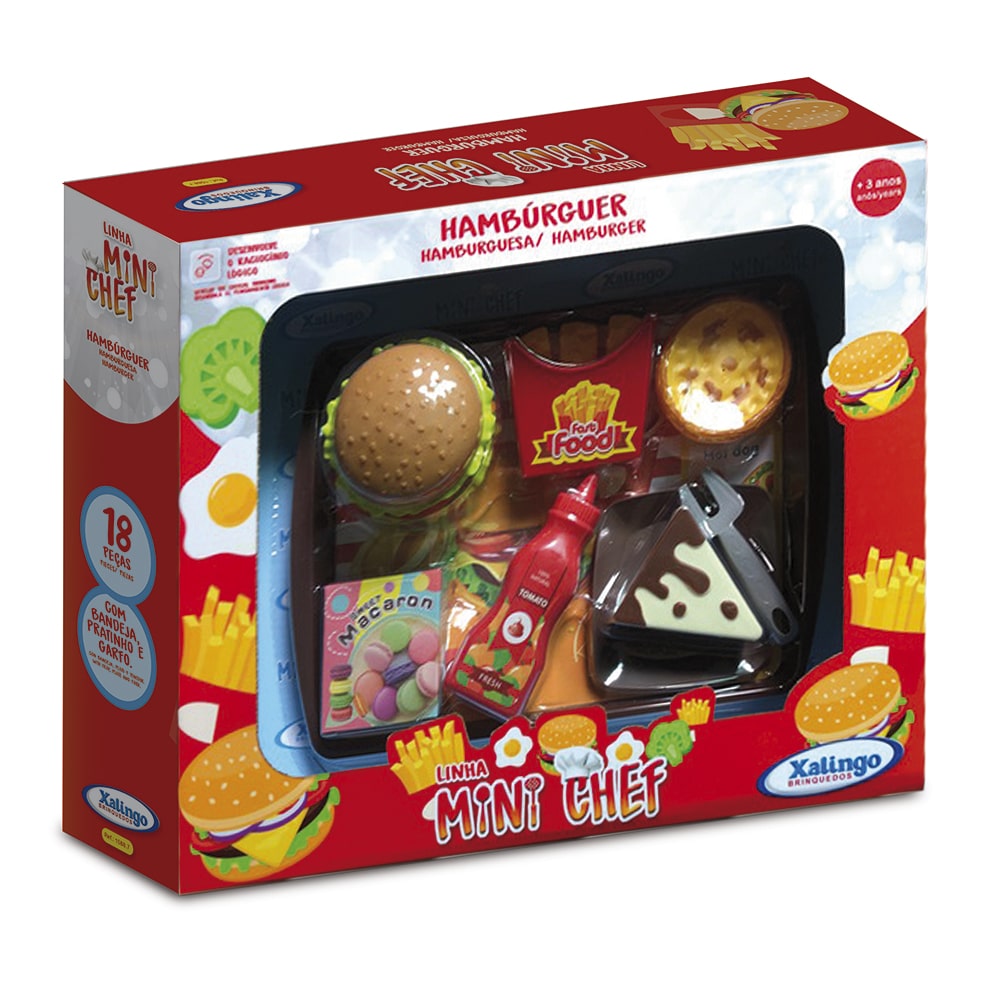 Conjunto Cozinha E Comidinha Mini Chef Hamburguer Xalingo