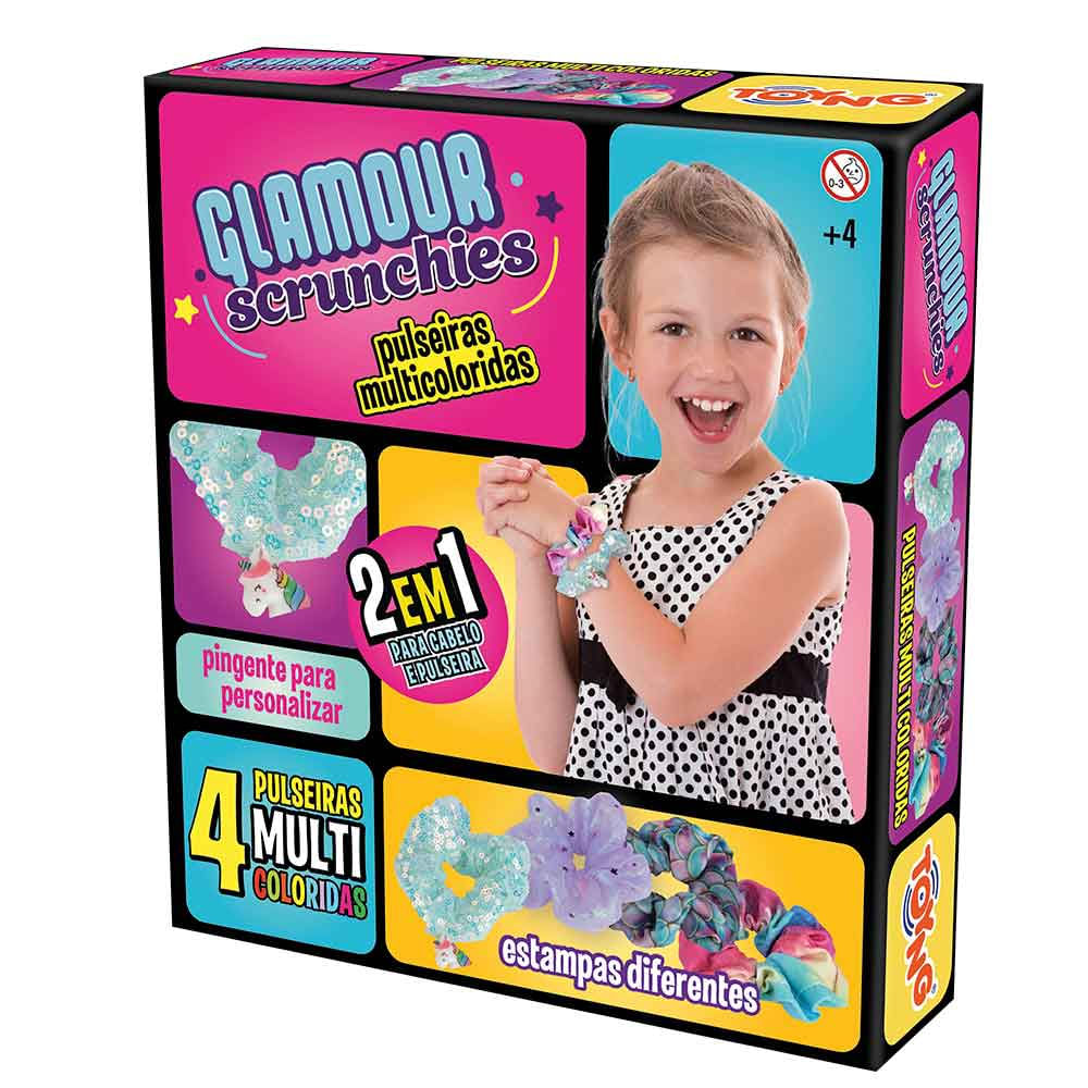 Kit Infantil Glamour Scrunchies Pompom E Pulseira Toyng