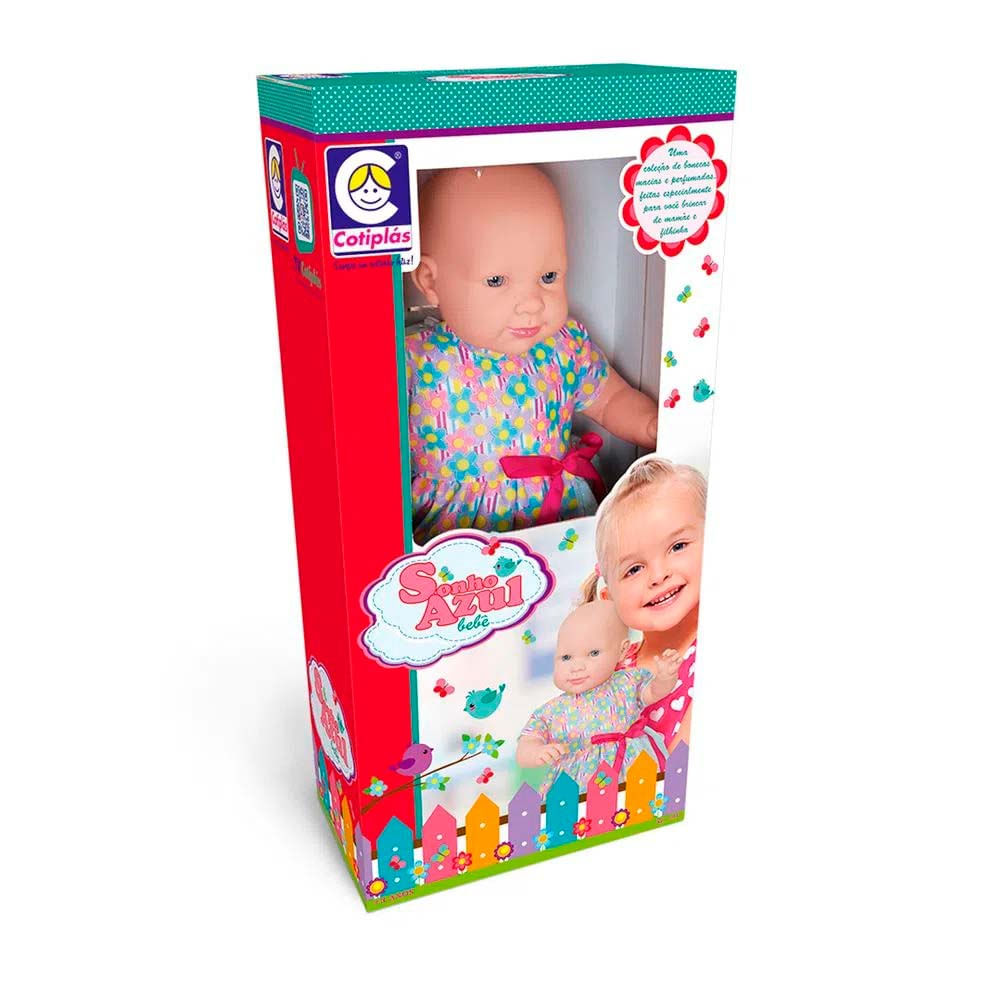 Boneca De Vinil Sonho Azul Bebe Cotiplas