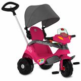 Triciclo Infantil Passeio E Pedal Velobaby Reclinavel Rosa Preto Bandeirante