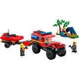 Blocos De Montar Caminhao 4x4 E Bote De Bombeiros 301 Pecas Lego City