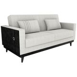 Sofa Cama 2 Lugares 203 Cm Boucle Corino Preto Milani Store Natural