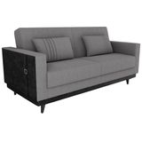 Sofa Cama 2 Lugares 203 Cm Boucle Corino Preto Milani Store Cinza