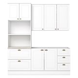 Cozinha Modulada Americana 3 Peças Com Balcão 120cm Sem Tampobranco/calcare - Móveis Henn Branco/calcare