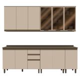 Cozinha Modulada Connect 7 Peças Aéreo 3 Portas Duna/cristal Com Vidro - Móveis Henn Duna/cristal
