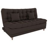Sofa Cama 2 Lugares 185 Cm Duda Veludo Light B255 Milani Store Marrom