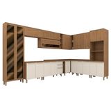 Cozinha Modulada Requinte 14 Peças Com Cristaleira Nature/areia - Móveis Henn Nature/areia