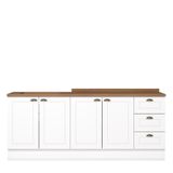 Cozinha Modulada Americana 2 Peças Balcões 120cm E 80cm Branco/nature Com Tampos Mdp - Móveis Henn Branco/nature