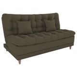 Sofa Cama 2 Lugares 185 Cm Duda Veludo Light B256 Milani Store Marrom Claro
