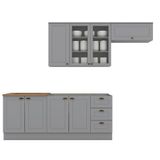 Cozinha Modulada Americana 4 Peças Com Balcão 120cm Sem Tampo Cinza/nature - Móveis Henn Cinza/nature