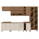 Cozinha Modulada Requinte 9 Peças Com Cristaleira Nature/areia - Móveis Henn Nature/areia