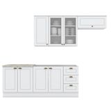 Cozinha Modulada Americana 4 Peças Com Balcão 120cm Sem Tampo Branco/calcare - Móveis Henn Branco/calcare