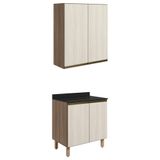 Armario Aereo Balcao 2 Portas 80cm Mdf Kali Nicioli Carvalho Toq Bianco Toq