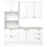 Cozinha Modulada Americana 3 Peças Com Torre Quente 2 Fornos Branco/calcare - Móveis Henn Branco/calcare