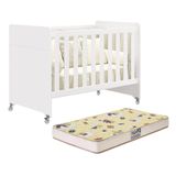 Berço Evolution 4 Em 1 Branco Fosco Com Colchão Supreme - Reller Móveis Branco Fosco