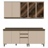 Cozinha Modulada Connect 5 Peças Aéreo 3 Portas Duna/cristal Com Vidro - Móveis Henn Duna/cristal