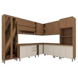 Cozinha Modulada Requinte 12 Peças Com Cristaleira Nature/areia - Móveis Henn Nature/areia