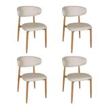 Kit 4 Cadeiras De Jantar Lucy Estrutura Aço Carbono Laminado Natural Com Estofado Linho Cru