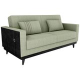 Sofa Cama 2 Lugares 203 Cm Boucle Corino Preto Milani Store Oliva