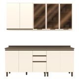 Cozinha Modulada Connect 5 Peças Aéreo 3 Portas Off White Com Vidro - Móveis Henn Off White