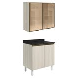 Armario Aereo Vidro Balcao 2p 80cm Mdf Kali Nicioli Bianco Toq